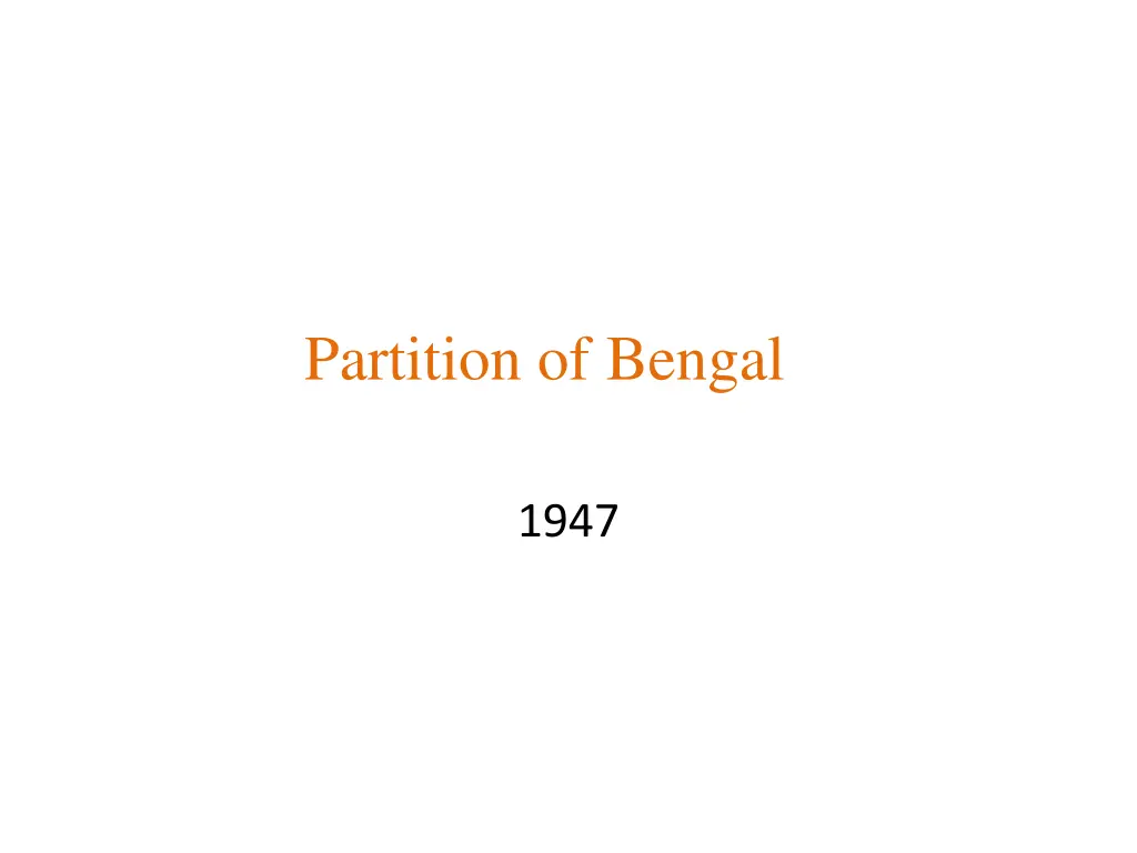 partition of bengal