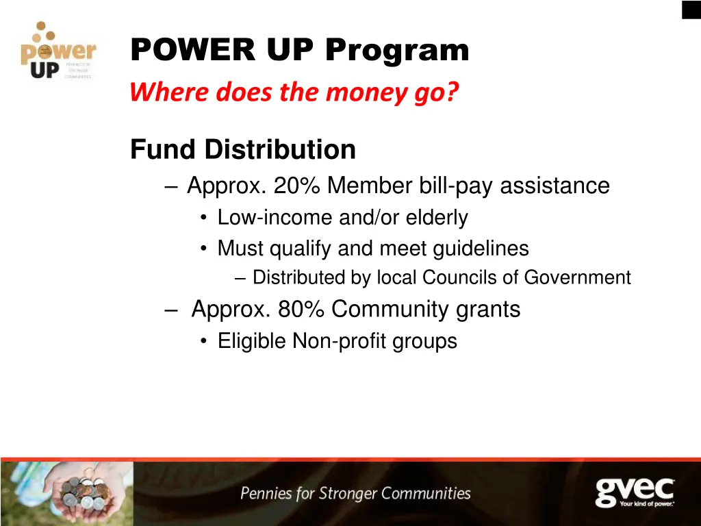 power up program where does the money go