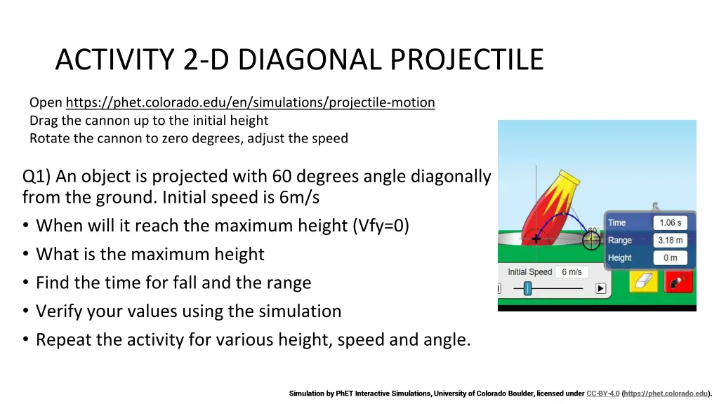 activity 2 d diagonal projectile