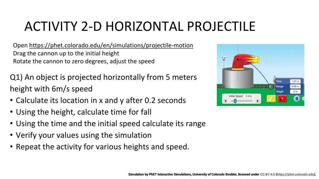 activity 2 d horizontal projectile