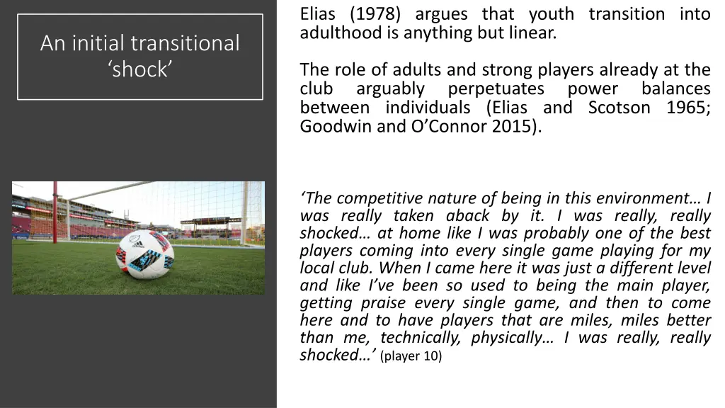 elias 1978 argues that youth transition into