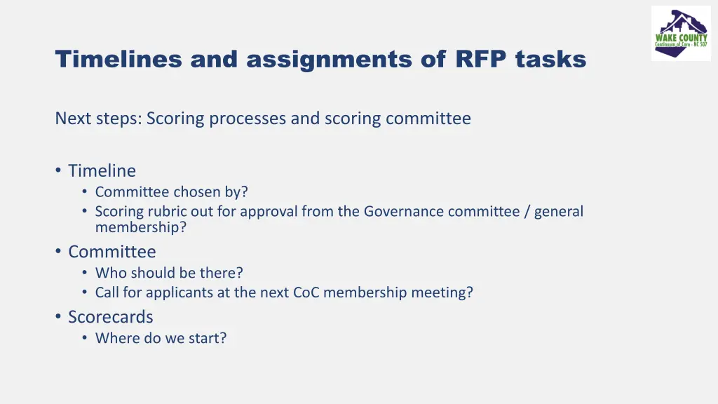 timelines and assignments of rfp tasks