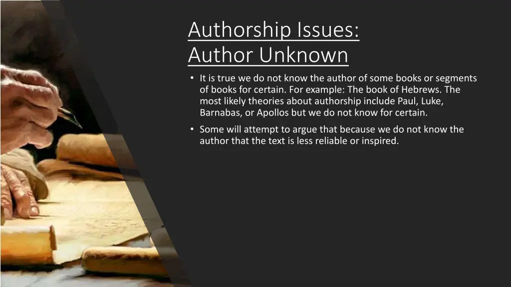 authorship issues author unknown it is true
