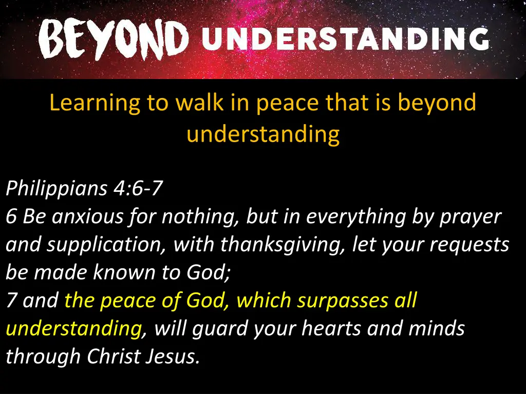 learning to walk in peace that is beyond