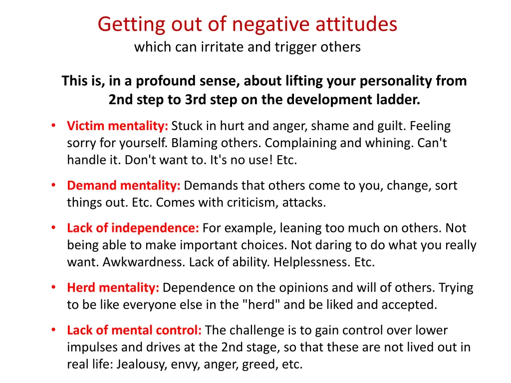 getting out of negative attitudes which