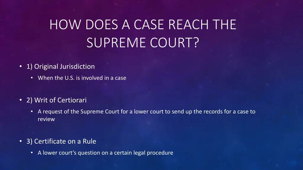 how does a case reach the supreme court