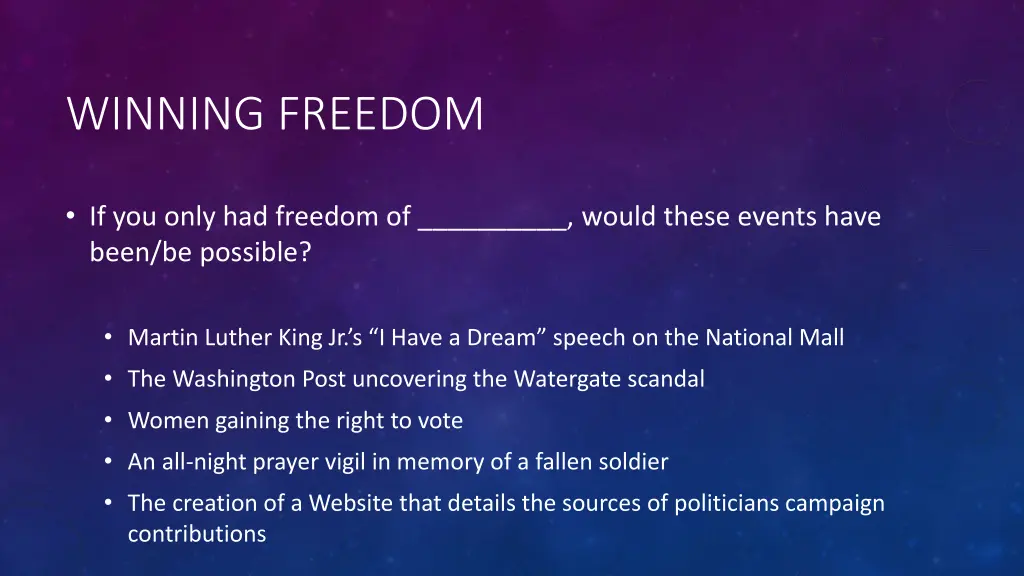 winning freedom