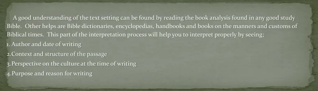 a good understanding of the text setting