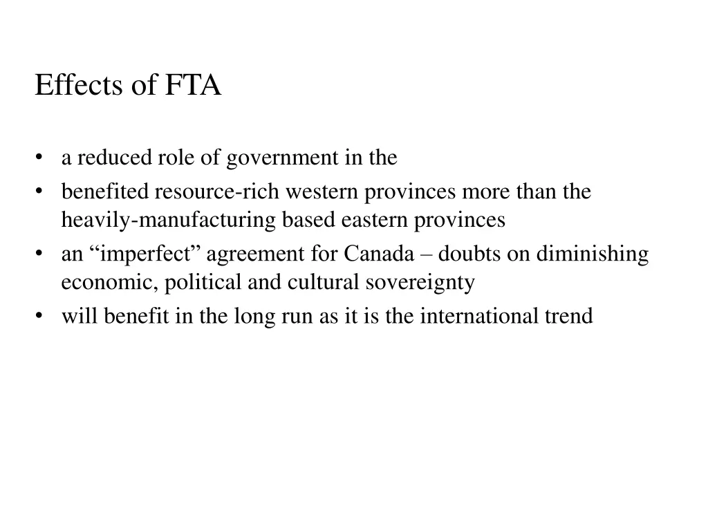 effects of fta