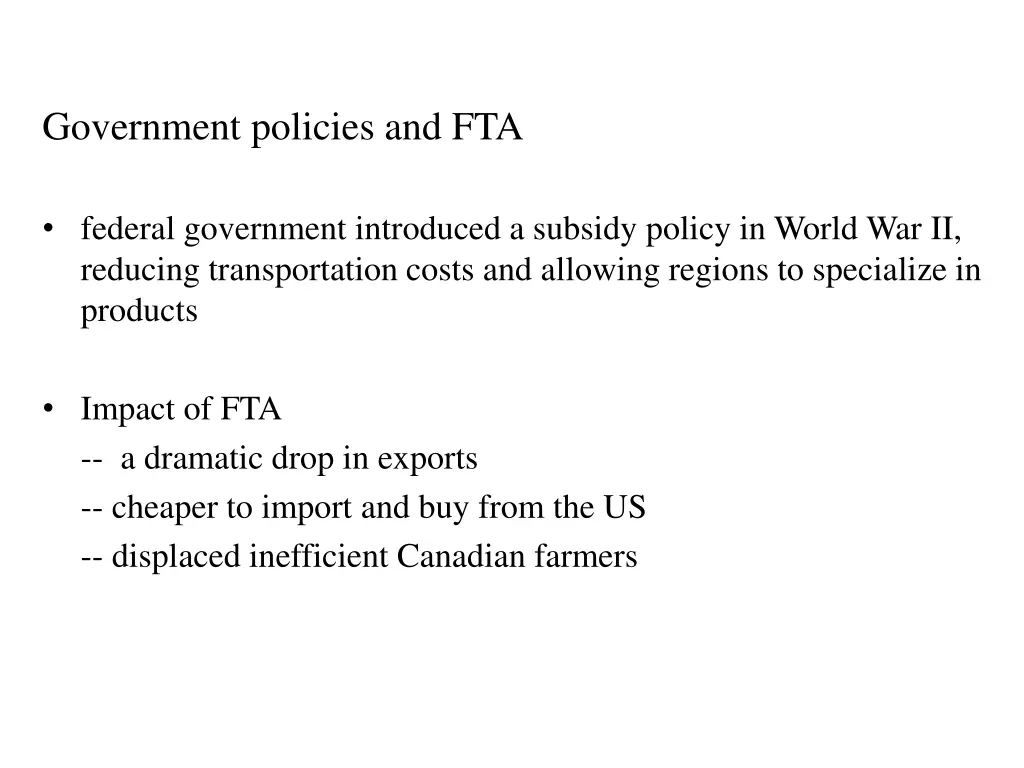 government policies and fta