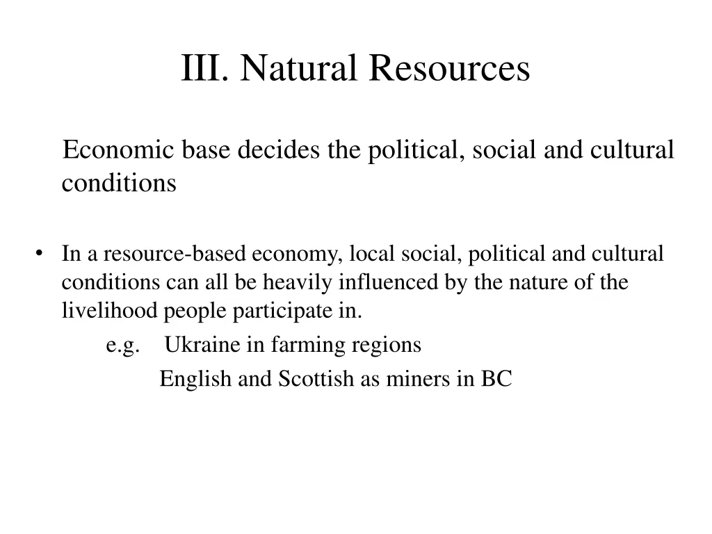 iii natural resources