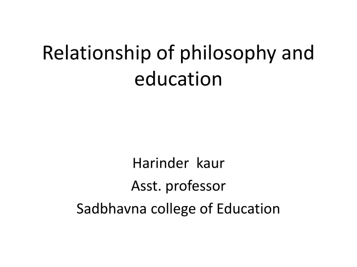 relationship of philosophy and education