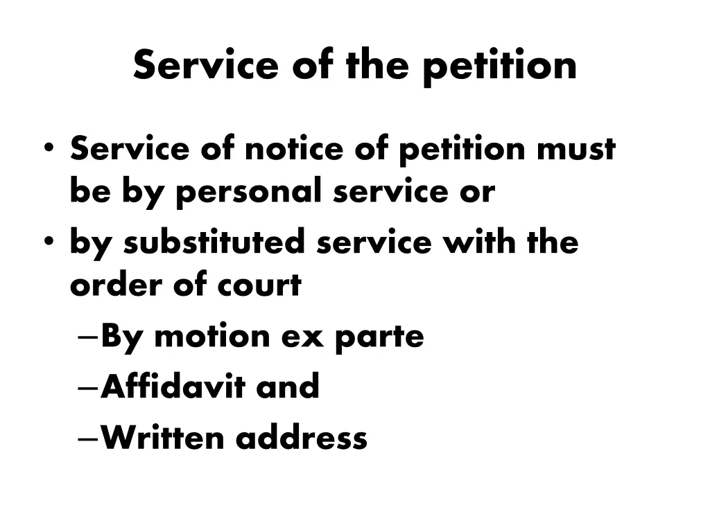 service of the petition