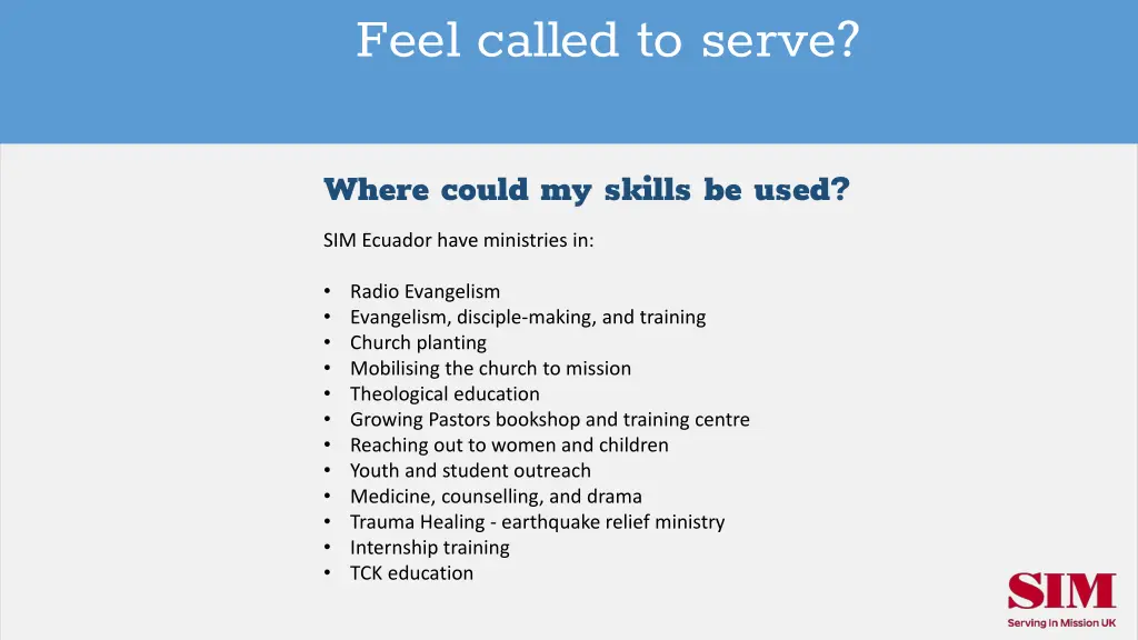 feel called to serve