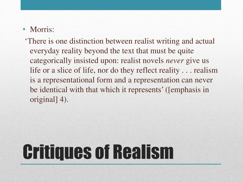 morris there is one distinction between realist