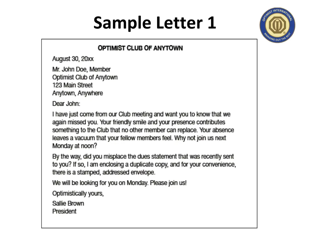 sample letter 1