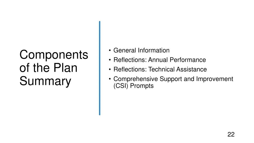 components of the plan summary