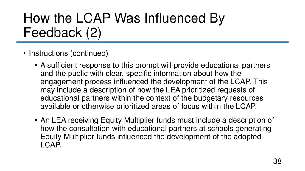 how the lcap was influenced by feedback 2