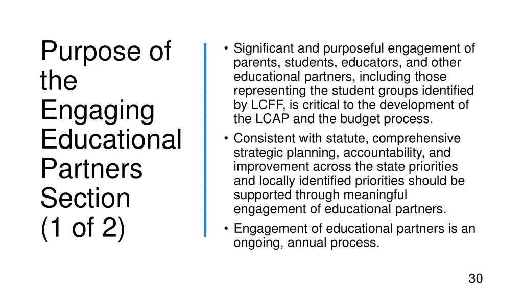 purpose of the engaging educational partners