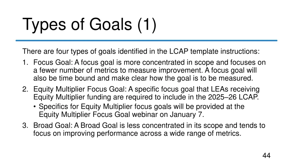 types of goals 1