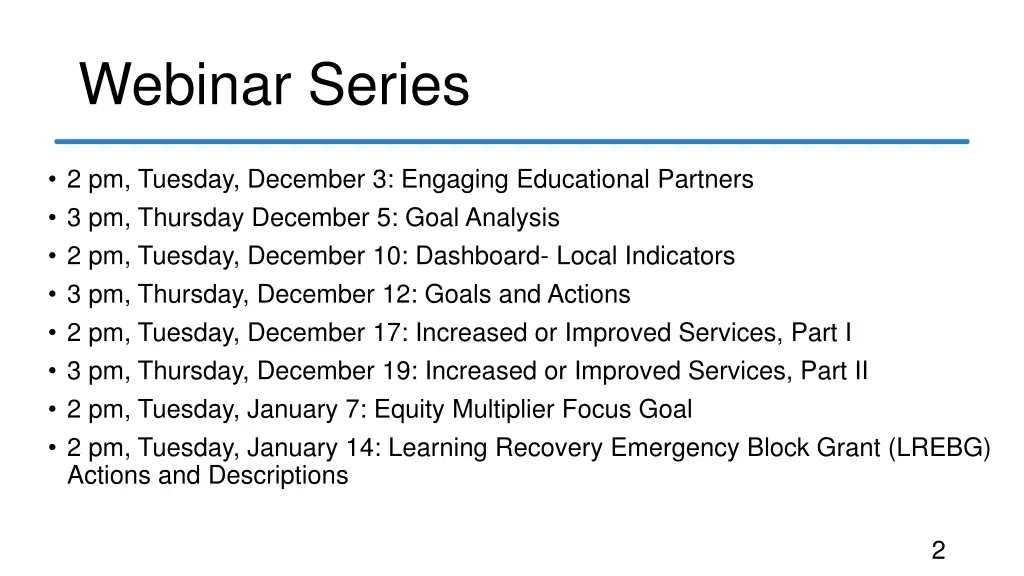 webinar series