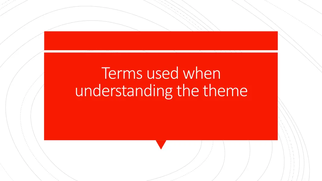 termsusedwhen understandingthe theme