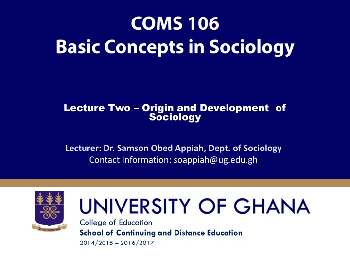 lecture two origin and development of sociology