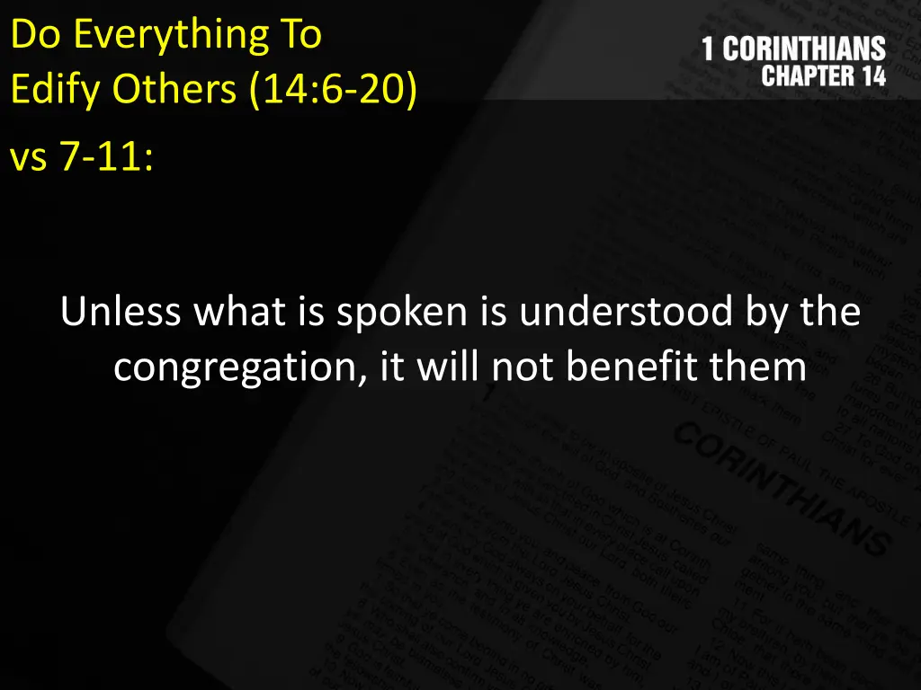 do everything to edify others 14 6 20 vs 7 11