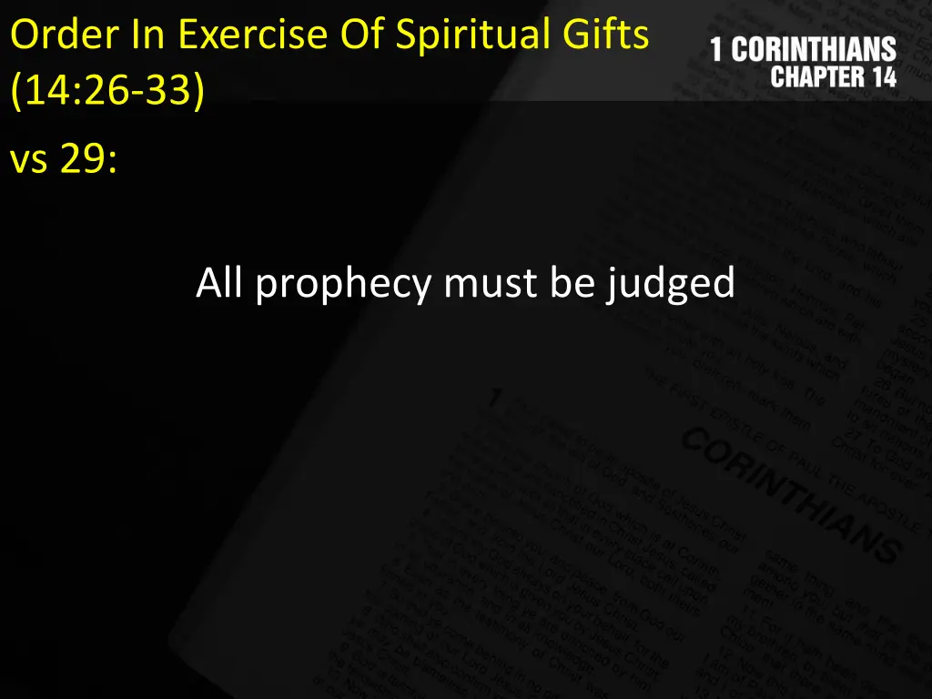 order in exercise of spiritual gifts 1