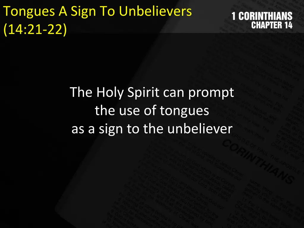 tongues a sign to unbelievers 14 21 22
