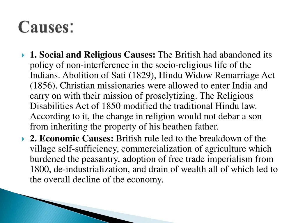 1 social and religious causes the british