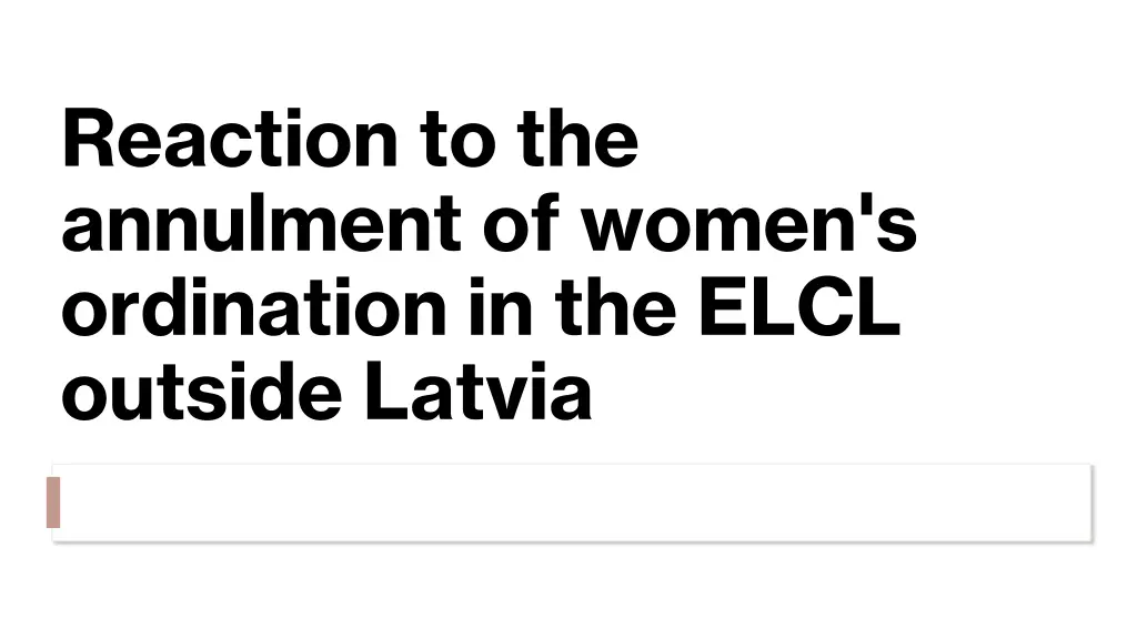 reaction to the annulment of women s ordination