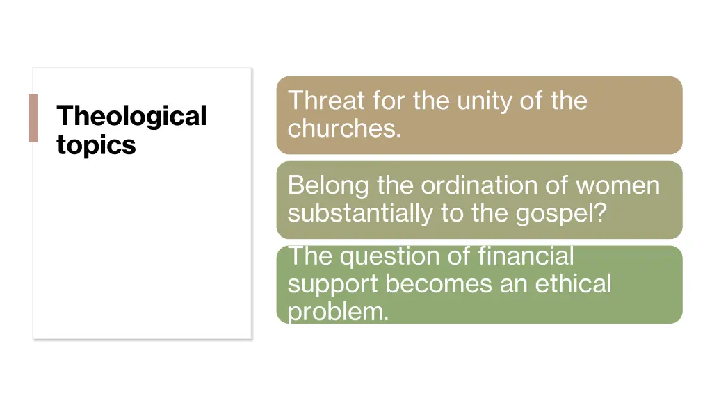 threat for the unity of the churches