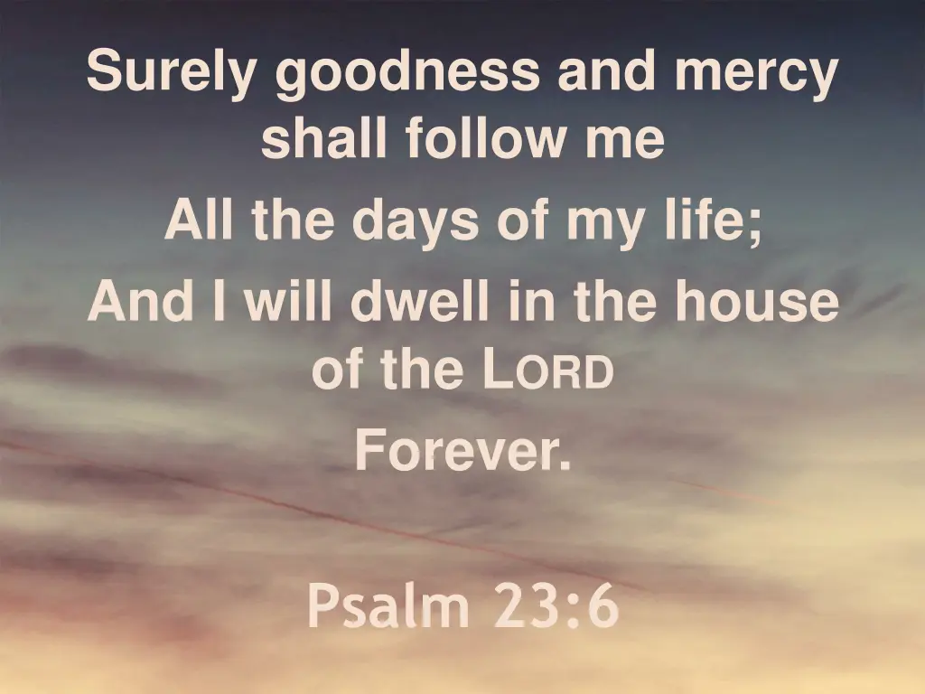 surely goodness and mercy shall follow