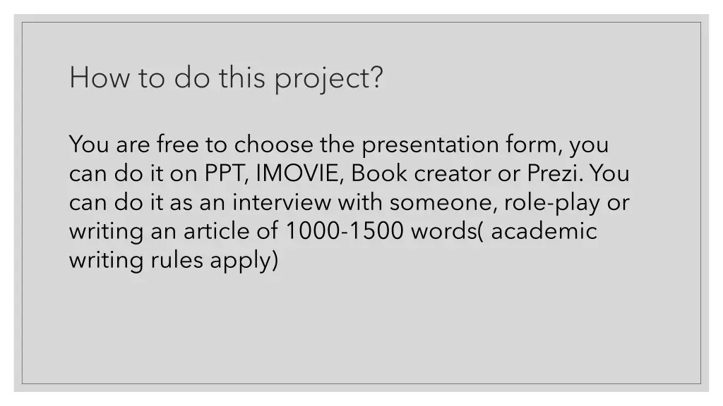 how to do this project