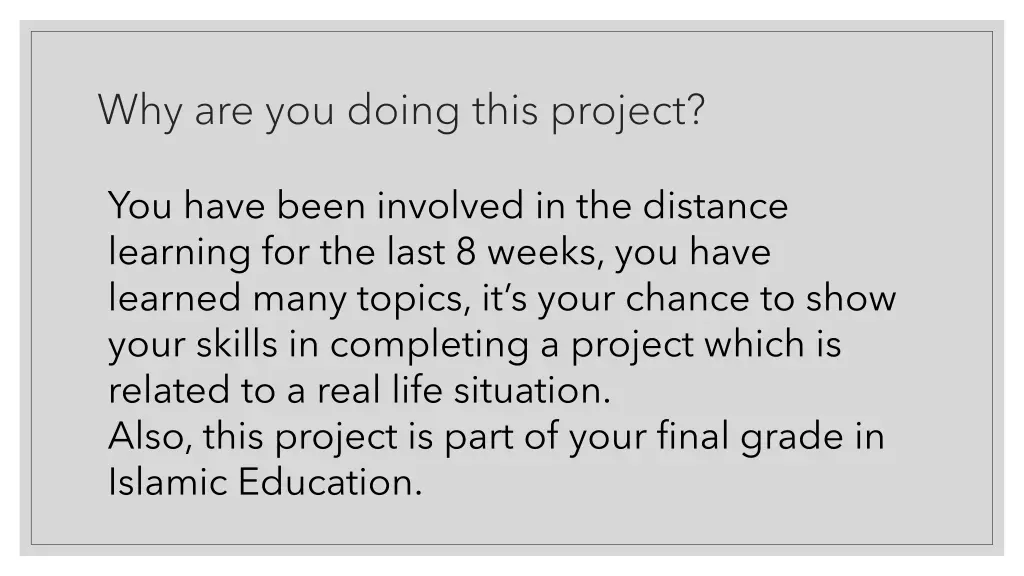 why are you doing this project