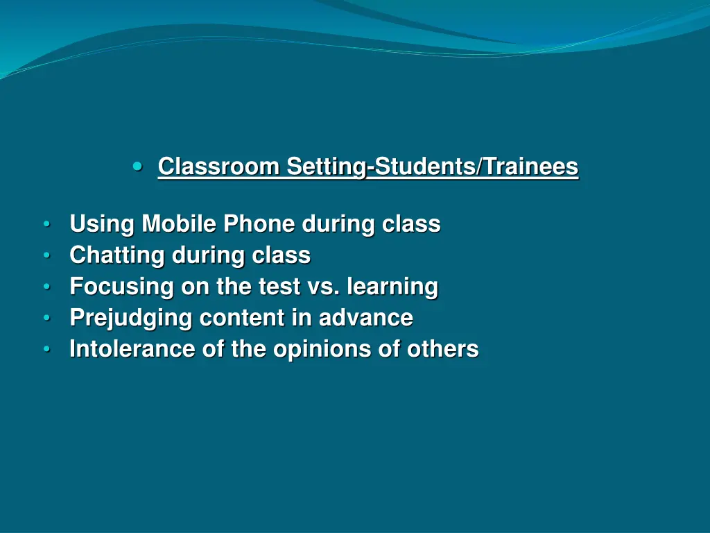 classroom setting students trainees