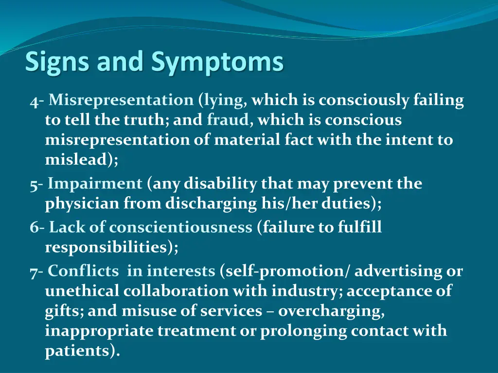 signs and symptoms 1