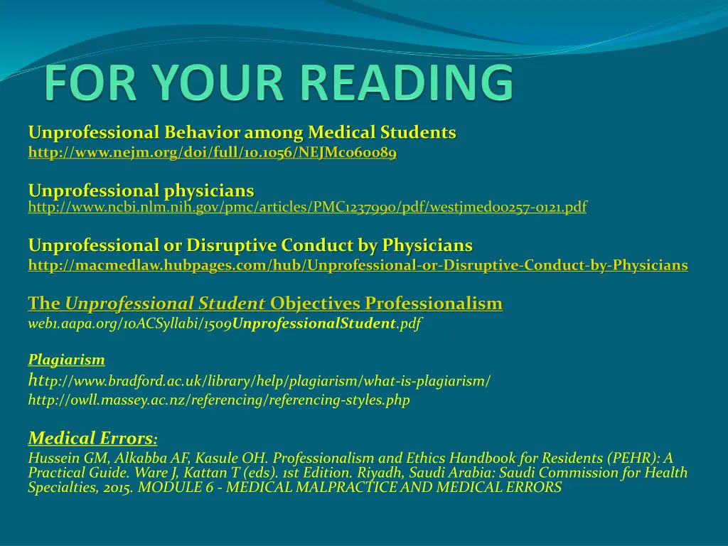 unprofessional behavior among medical students