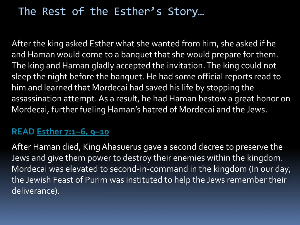 the rest of the esther s story
