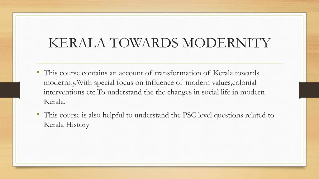 kerala towards modernity