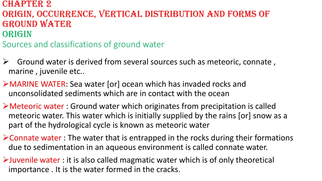 chapter 2 origin occurrence vertical distribution