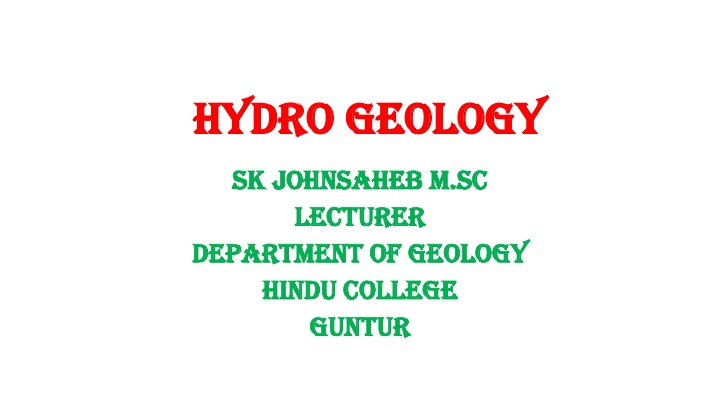 hydro geology hydro geology