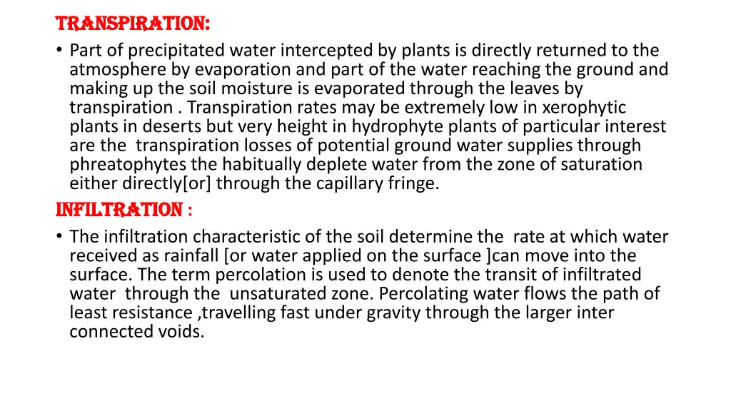 transpiration transpiration part of precipitated