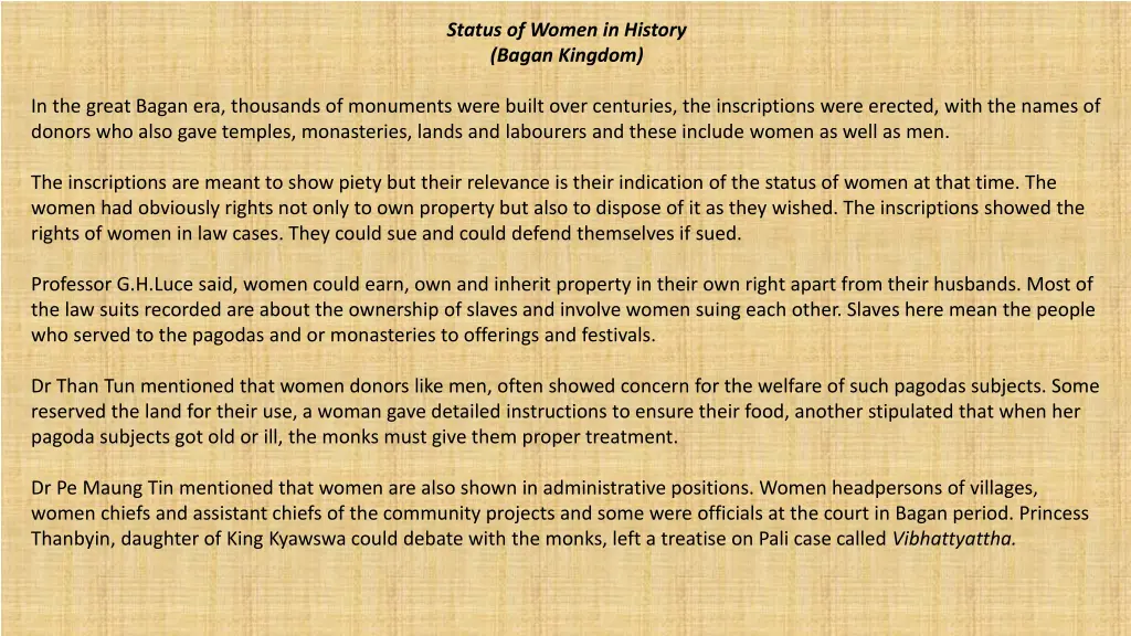 status of women in history bagan kingdom