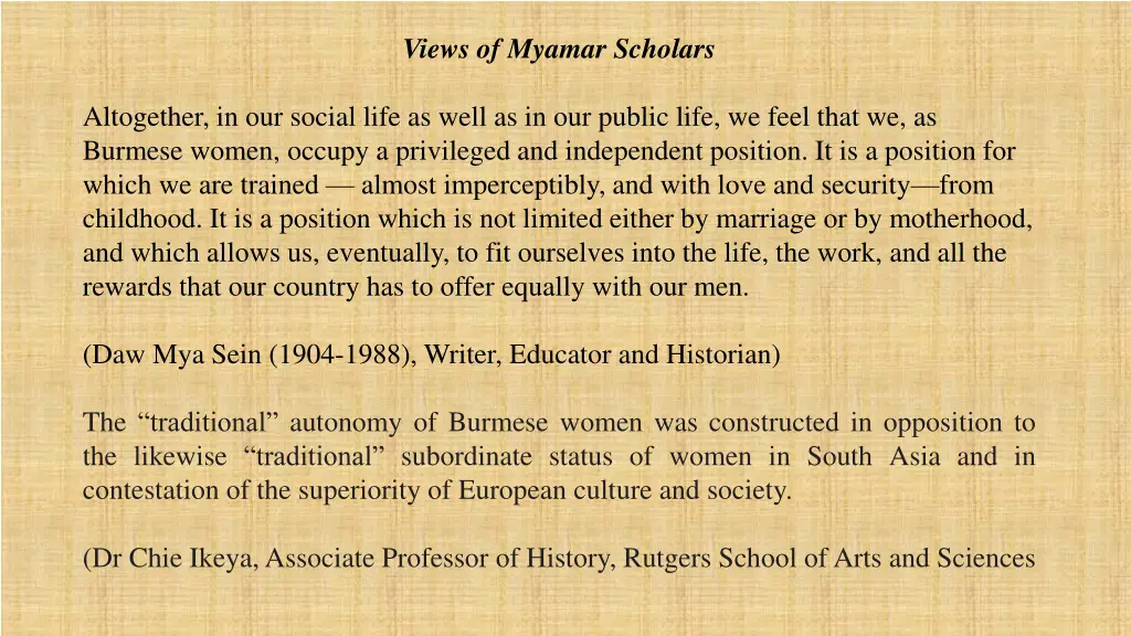 views of myamar scholars