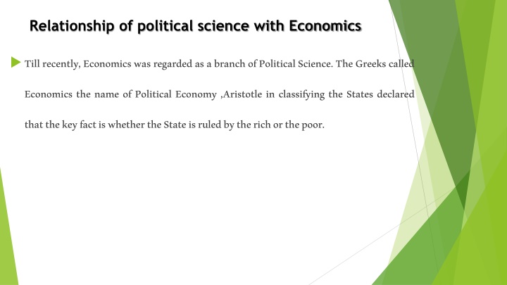 relationship of political science with economics