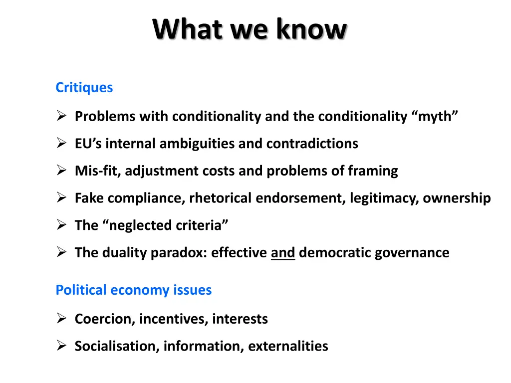 what we know 1