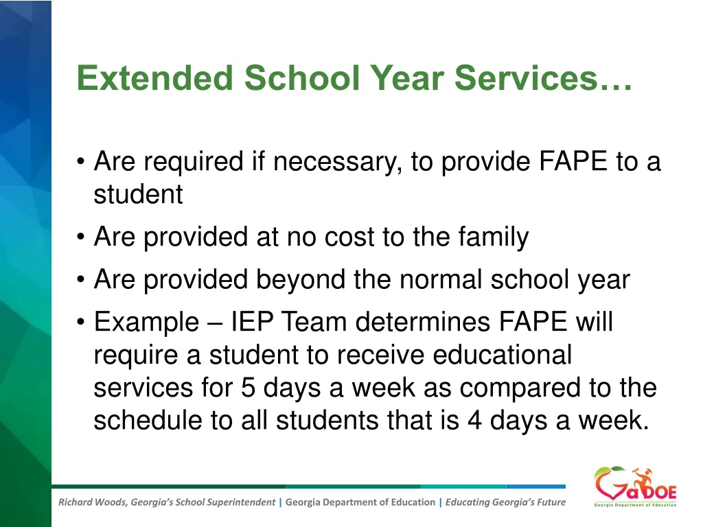 extended school year services