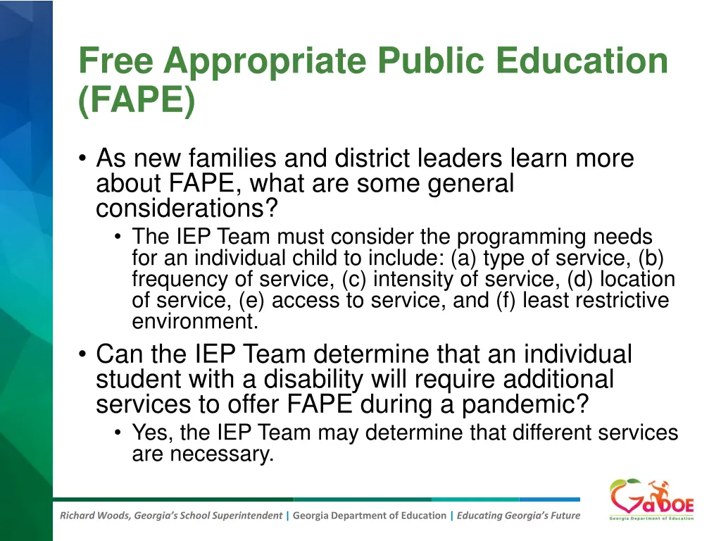 free appropriate public education fape 1